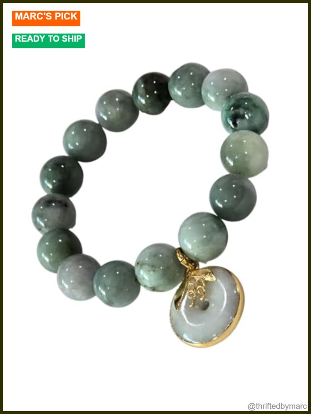 Natural Jadeite Bangle Bracelet with 18K Gold-Plated Charm, Adjustable, Luxury